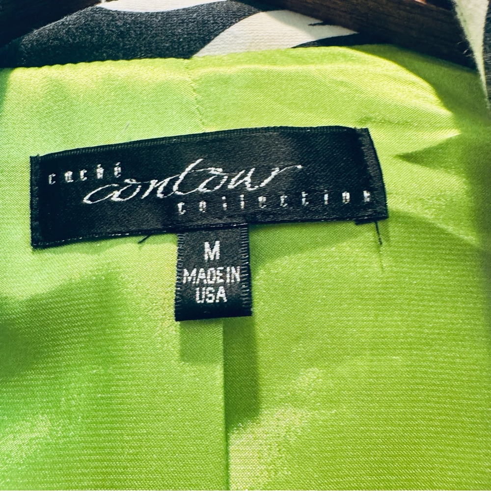 Y2K Cache contour classic trench coat black and white with lime green liner - Picture 10 of 13